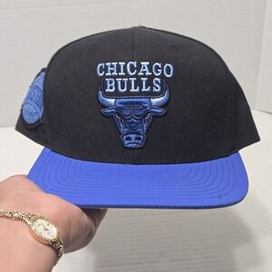 Mitchell & Ness Chicago Bulls Snapback Hat Black Blue NBA Basketball Cap OSFM